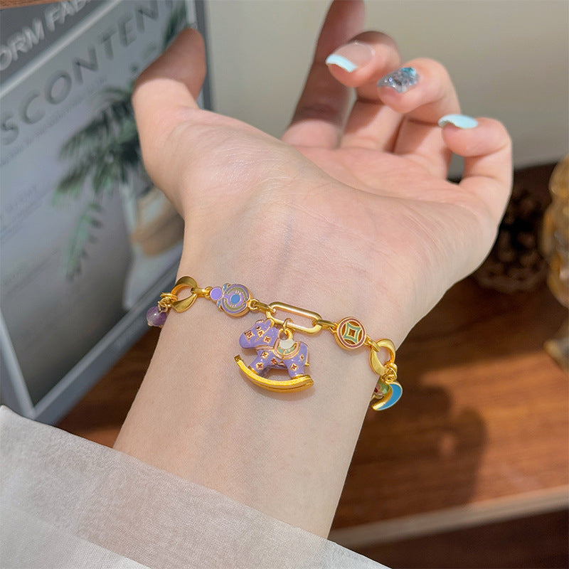 "Fairy Tale Overture" enamel pendant bracelet