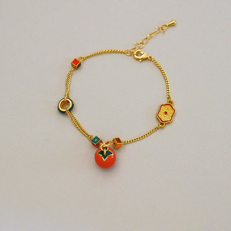 Persimmon Persimmon Ruyi" Vintage Transhipment Bead Bracelet