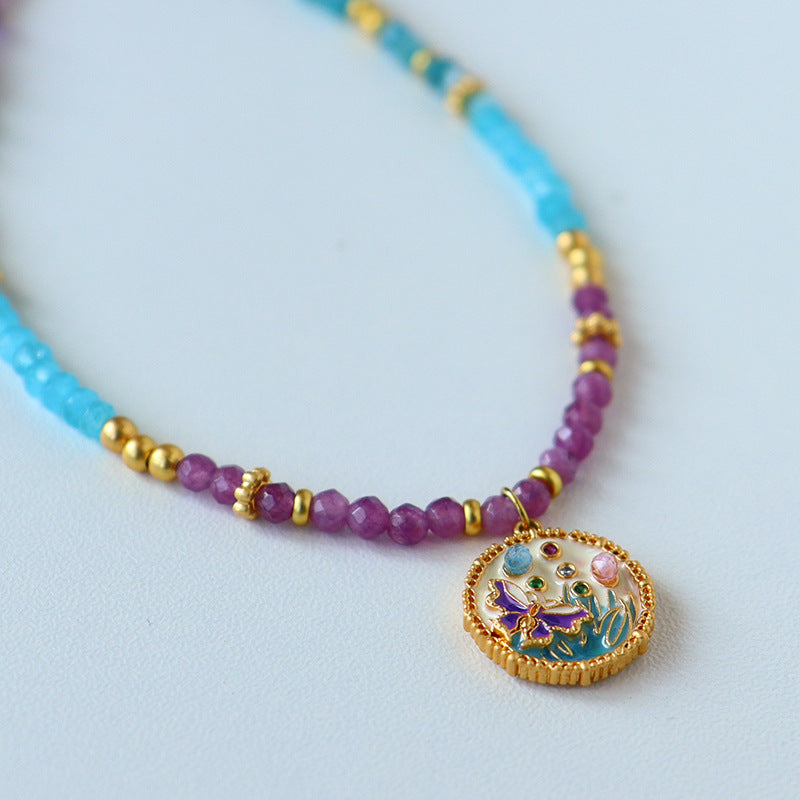 Starry sky. Enamel necklace