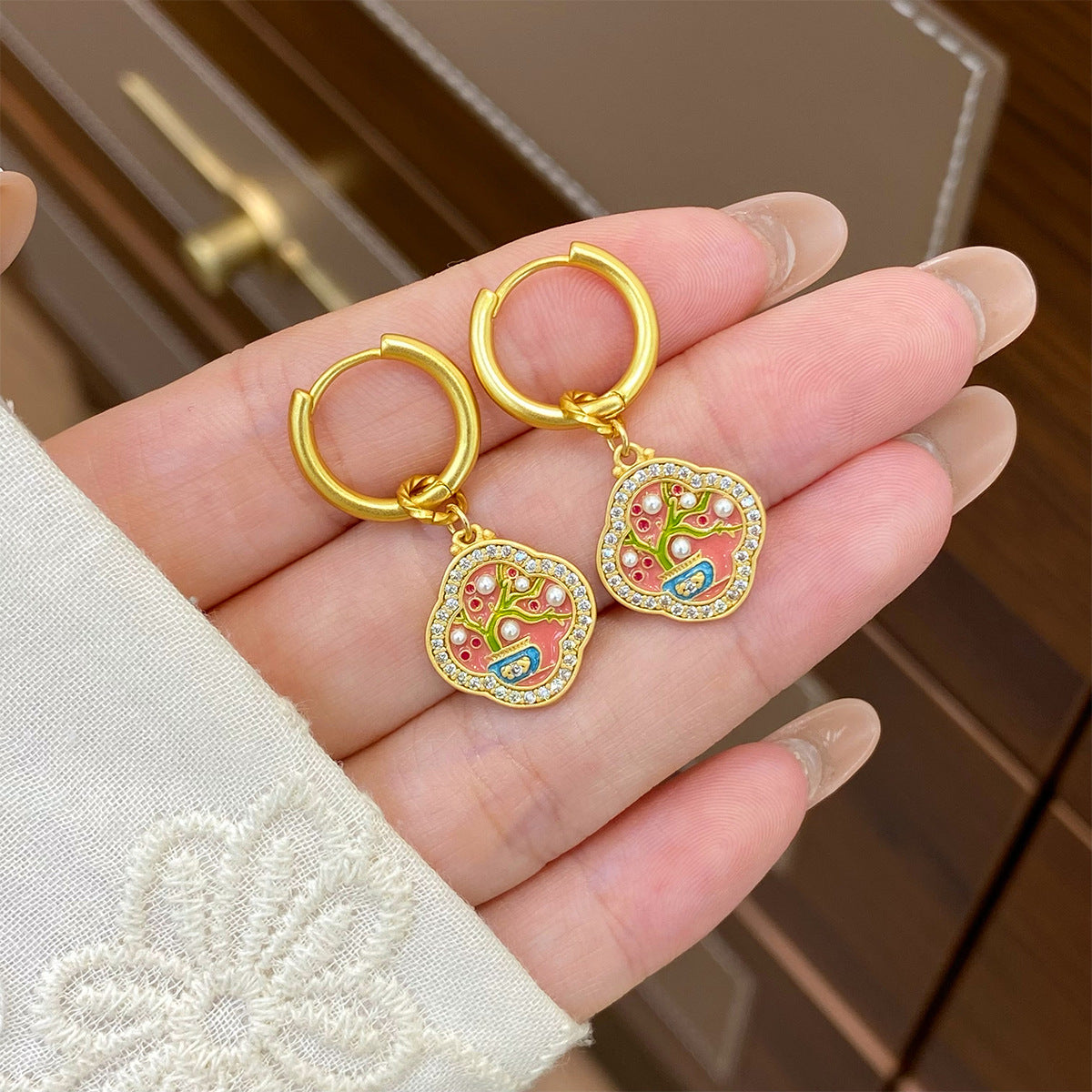 "Ruyi Twins" vintage pendant earrings