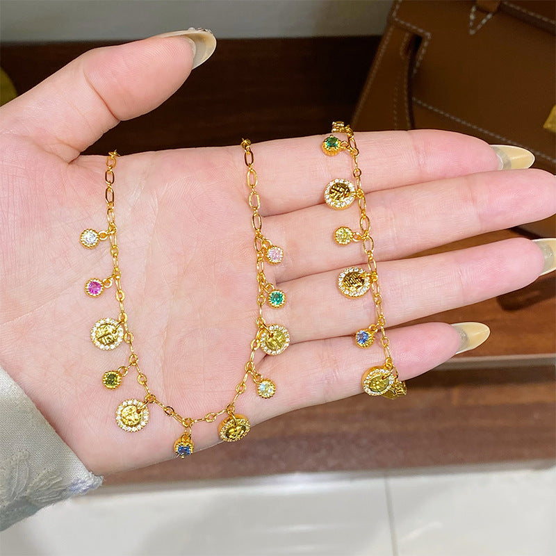 "Qiyun Mantang" colourful diamond necklace & bracelet set