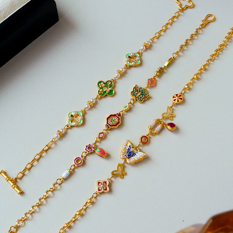 Flowers bloom in all seasons, all things have spirits, retro bracelet