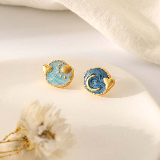 Sun and Moon Asymmetric Enamel Ring