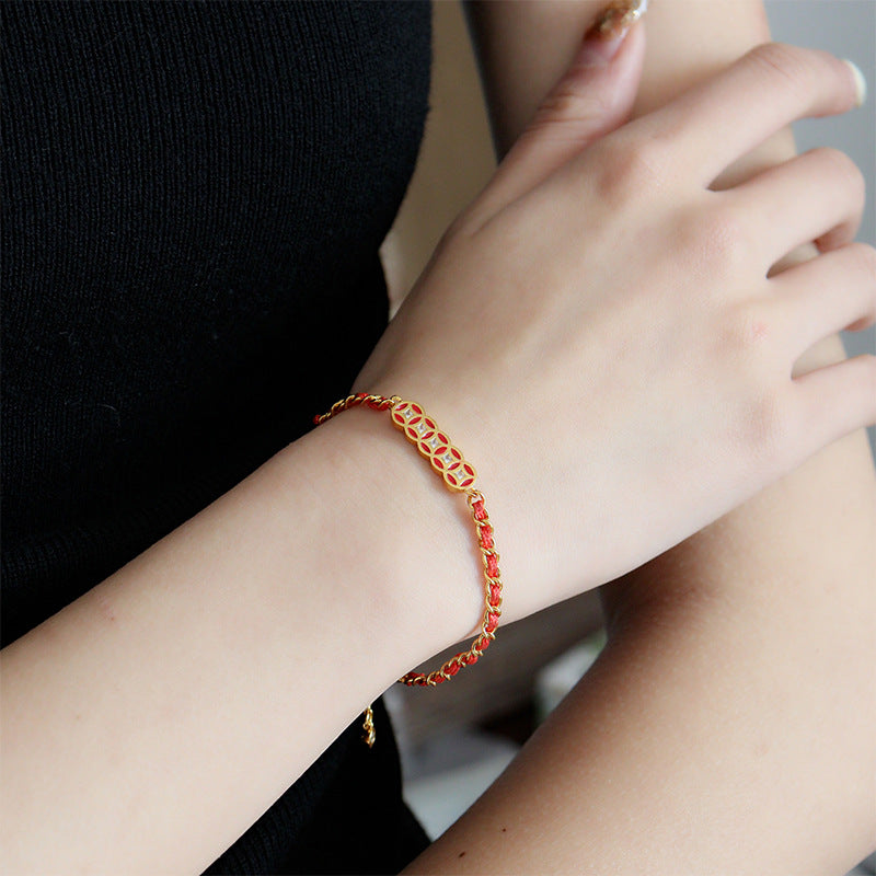 「"Copper coin red rope bracelet"