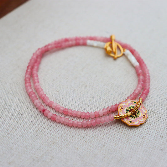 Step by Step Lotus - Enamel Ruyi Necklace