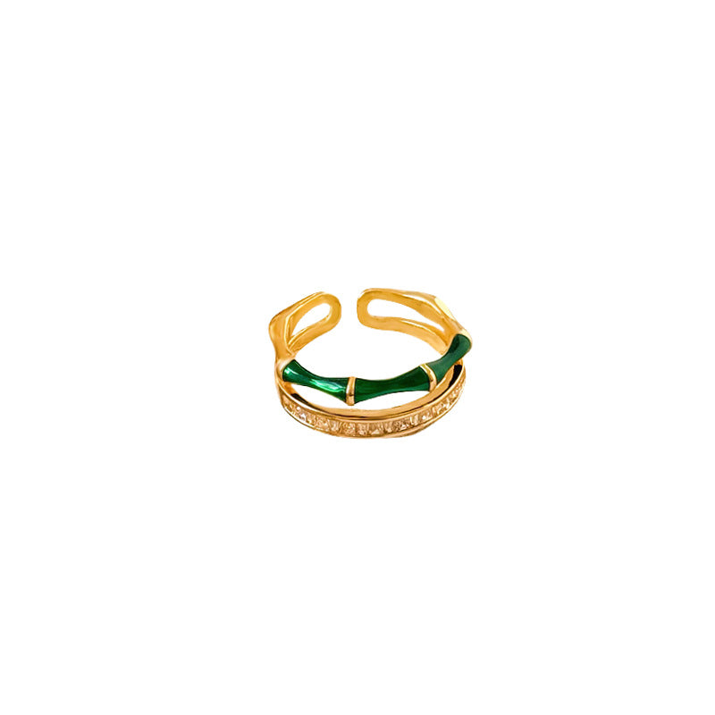 "Jijie Gaosheng" enamel bamboo festival ring・couple style