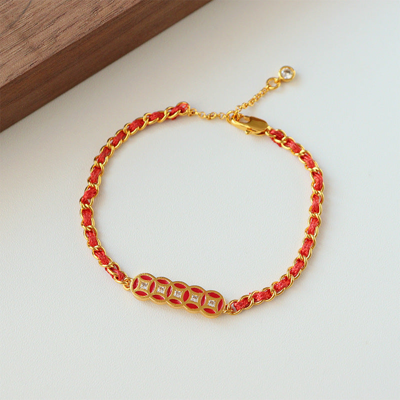 「"Copper coin red rope bracelet"