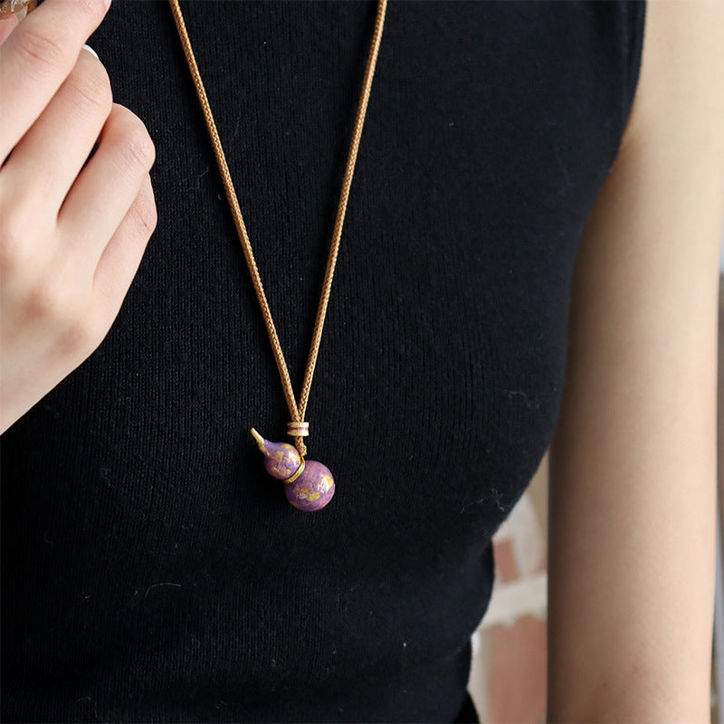 Fulu double collection - enamel color gourd pendant necklace 